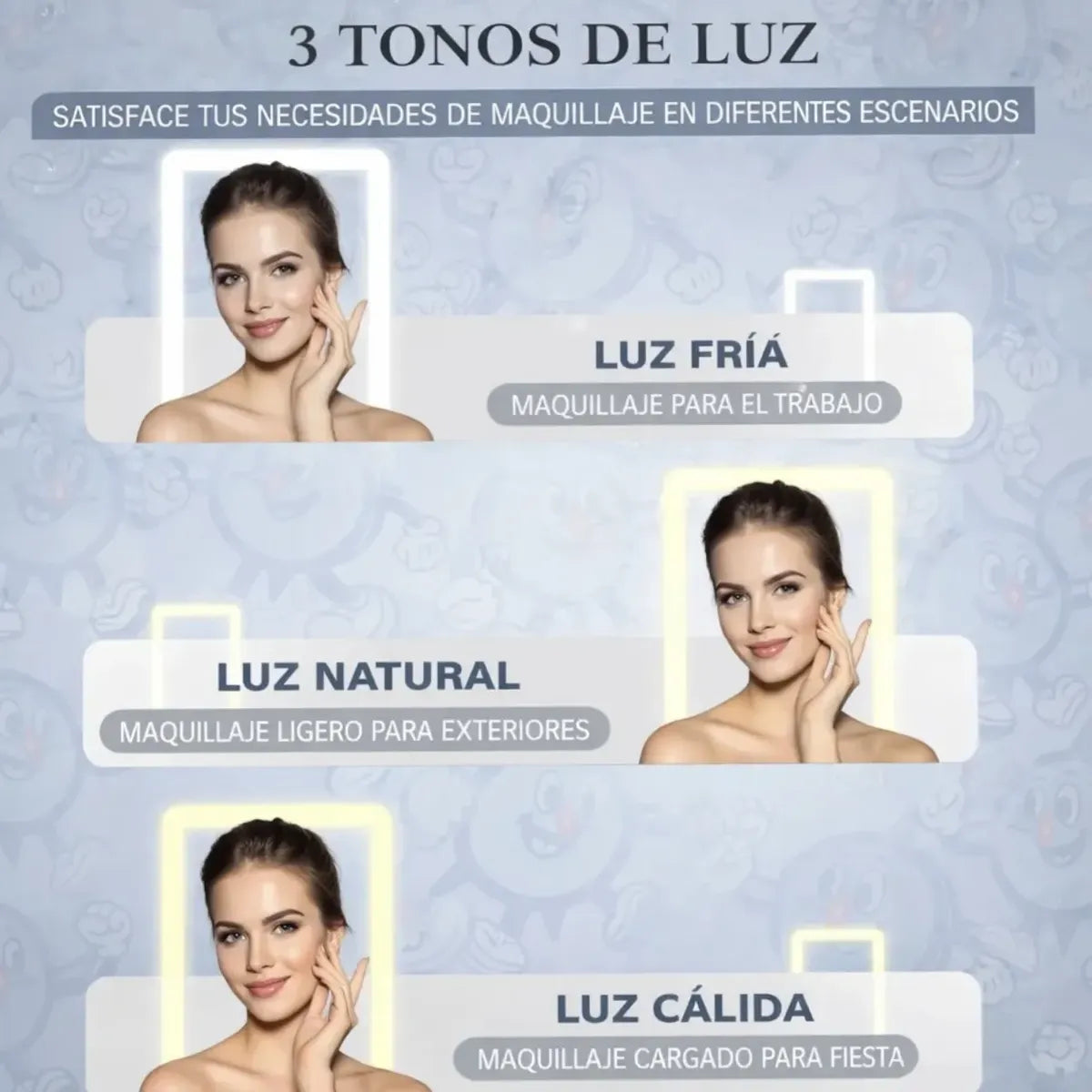 Espejo led triple maquillaje