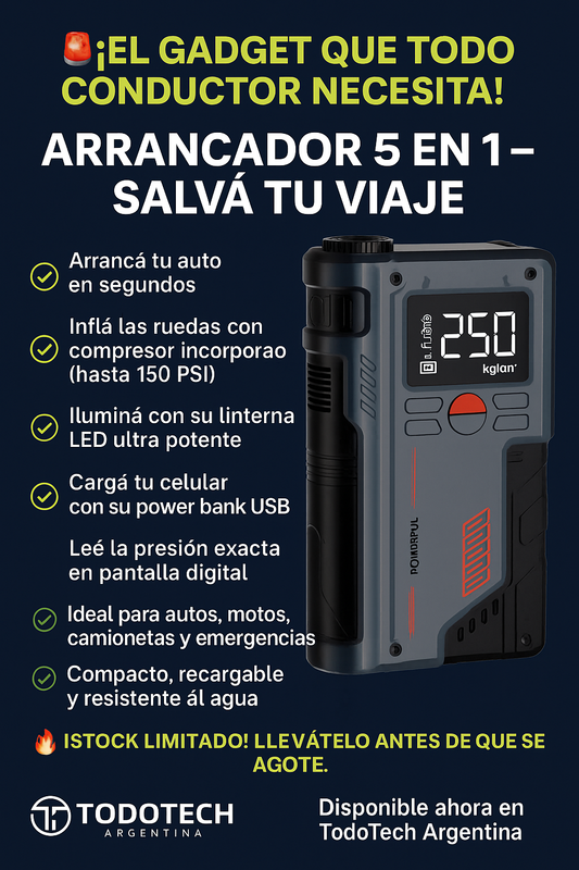 Arrancador cargador de baterías 5 en 1