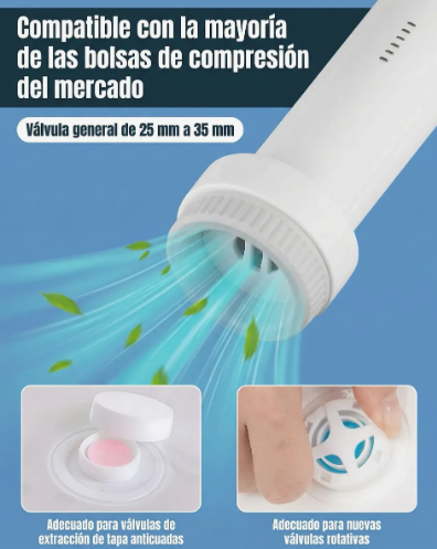 Bomba extractora de aire USB portátil – compresión de ropa en bolsas
