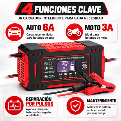 Cargador inteligente de batería 12 V 6 A con mantenimiento
