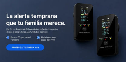 Detector de Gas y Monóxido de Carbono con Alarma Digital