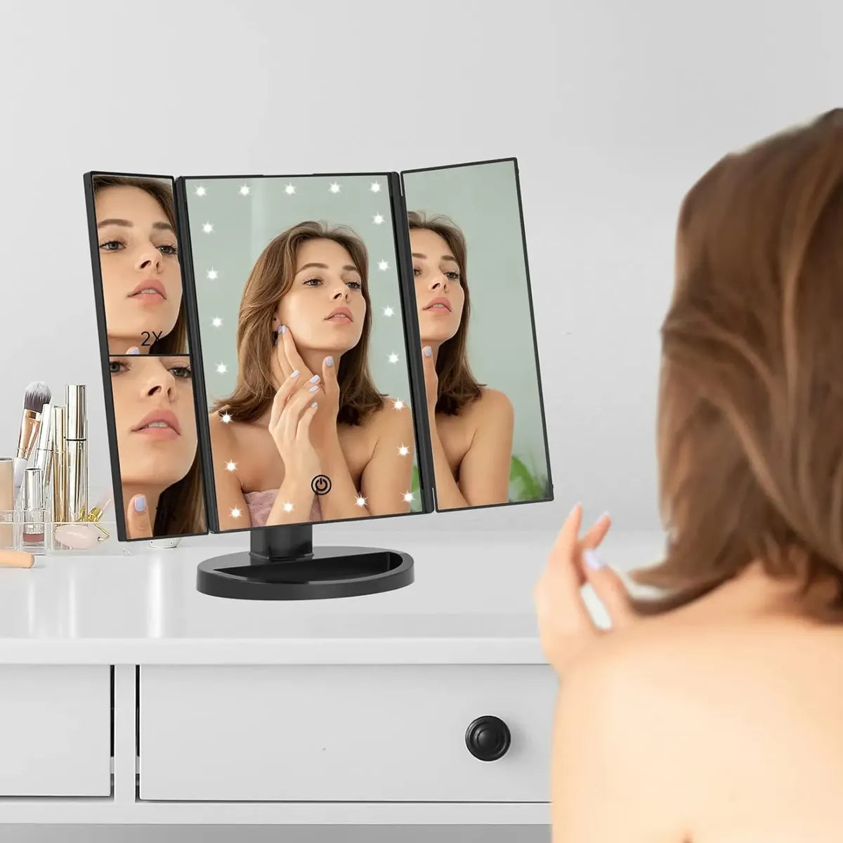 Espejo led triple maquillaje