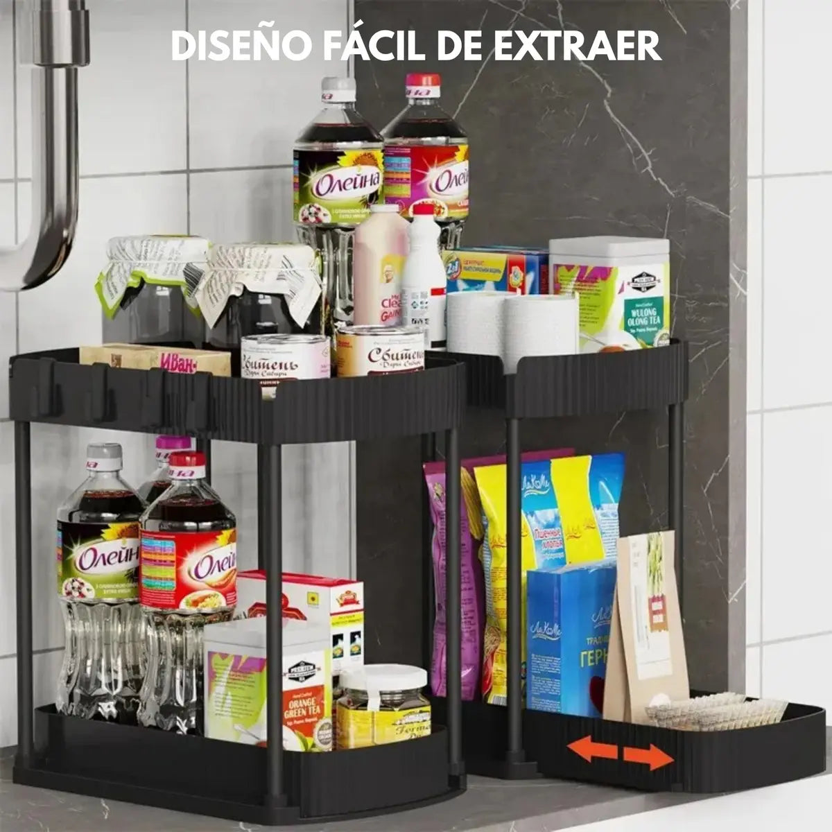 Organizador Bajo Mesada Deslizable para Cocina y Baño