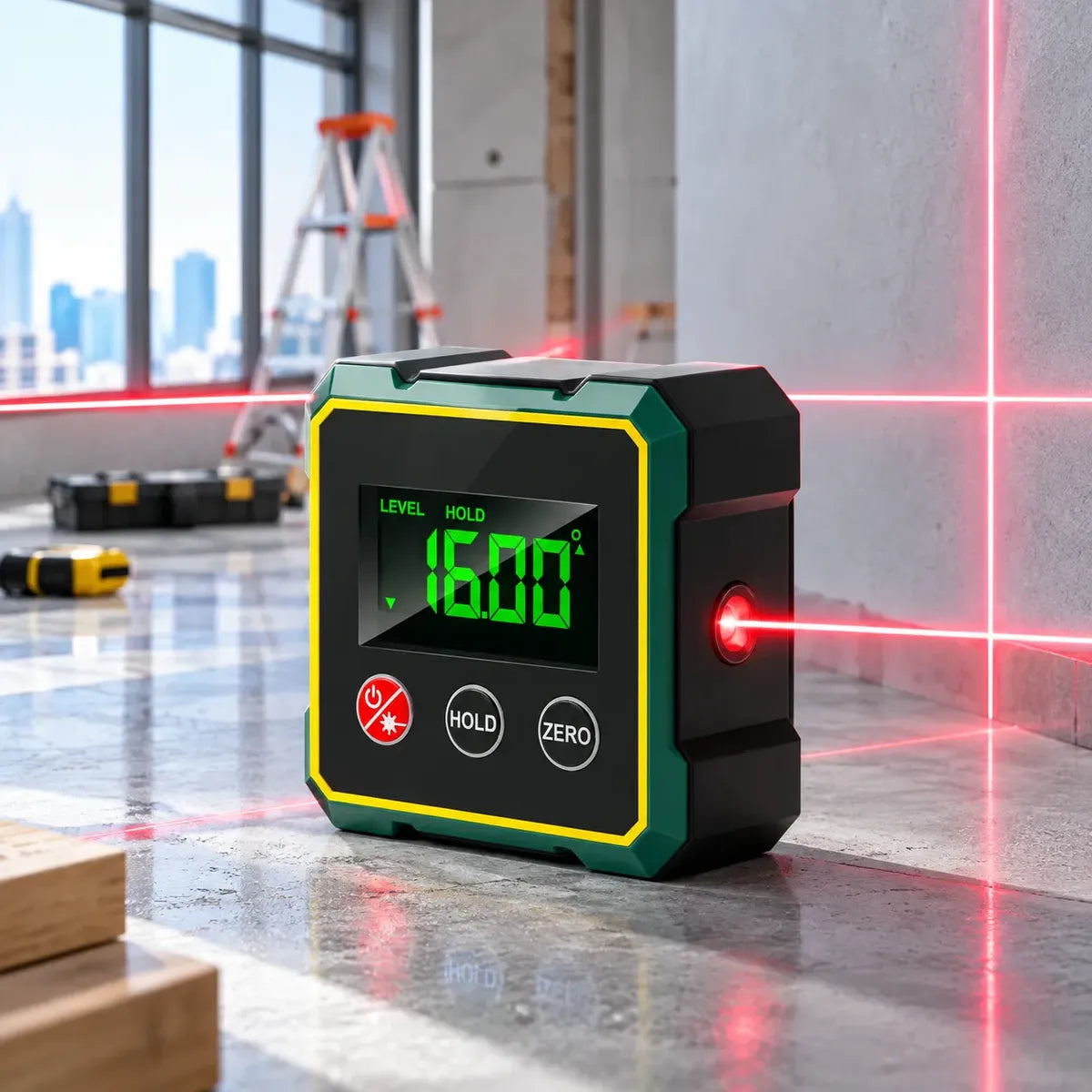 Nivel Digital 360° con Láser Doble, Base Magnética y Batería Recargable