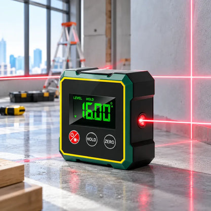 Nivel Digital 360° con Láser Doble, Base Magnética y Batería Recargable