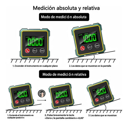 Nivel Digital 360° con Láser Doble, Base Magnética y Batería Recargable