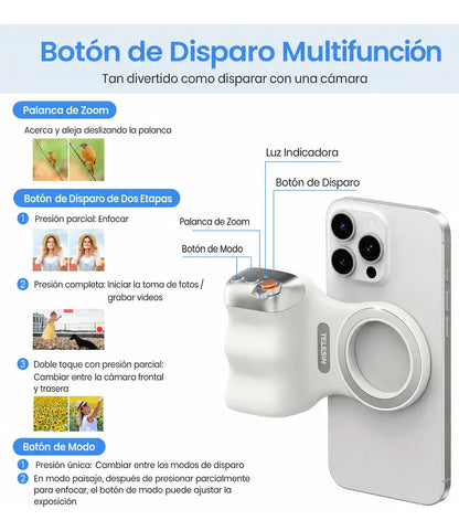 Grip Bluetooth Magnético para Celular con Control Remoto