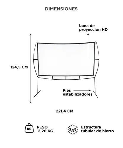 Pantalla para Proyector 100" con Soporte Plegable Portátil