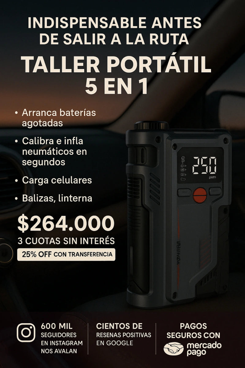 Arrancador cargador de baterías 5 en 1 - TodoTecnoArgentina