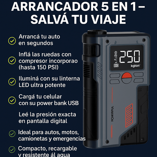 Arrancador cargador de baterías 5 en 1 - TodoTecnoArgentina