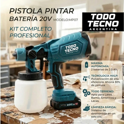 Pistola de Pintar Inalámbrica 20V — 2 Baterías Incluidas