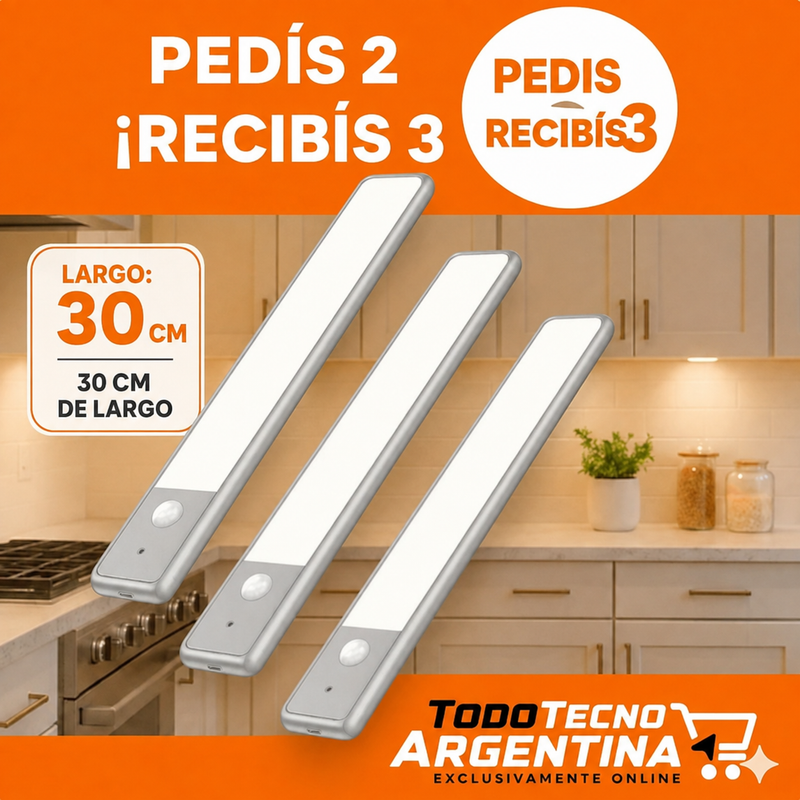 Barra LED con Sensor de Movimiento Recargable USB