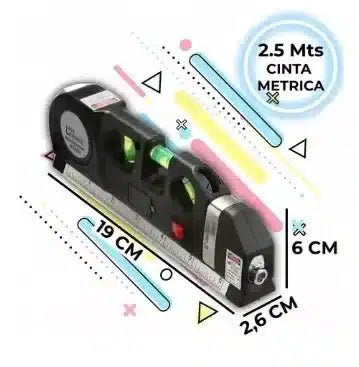 Nivel Regla cinta métrica láser 3 burbujas - TodoTecnoArgentina