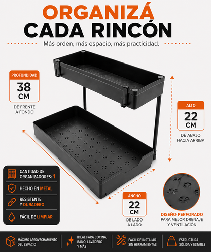 Organizador Bajo Mesada Deslizable para Cocina y Baño