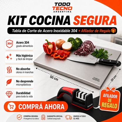 Tabla de Corte de Acero Inoxidable Premium Antibacteriana