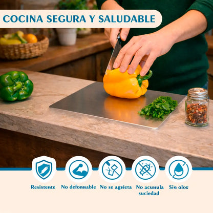 Tabla de Corte de Acero Inoxidable Premium Antibacteriana
