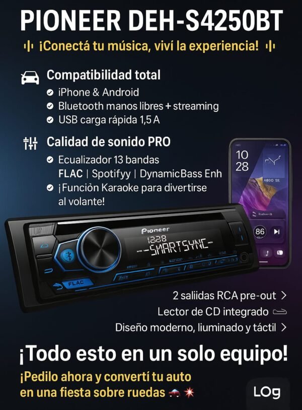 Estereo Pioneer DEH s4250BT